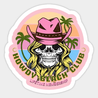 Howdy Cowgirl Skull Beach Club Sticker